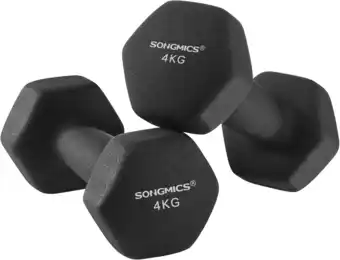 Amazon SONGMICS Set van 2 zeshoekige halters met neopreen coating voor krachttraining, fitness, thuis aanbieding
