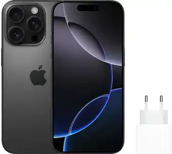 Coolblue Apple iPhone 16 Pro 256GB Black Titanium + Apple Snellader aanbieding