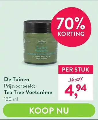 Holland & Barrett De Tuinen Tea Tree Voetcreme 120ml aanbieding