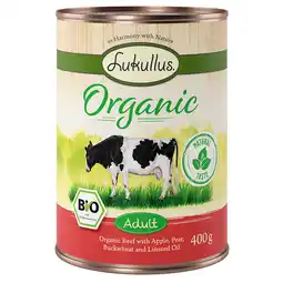 Zooplus 24x400 g Lukullus Organic Adult Rund met Appel Glutenvrij Honden Natvoer aanbieding