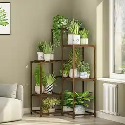 Amazon Bamworld Plant Stands Indoor Outdoor Hoek Plantenhouder 4-Tier Meerdere Planten Patio Balkon Tuin aanbieding
