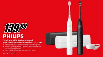 MediaMarkt PHILIPS Sonicare 5500 Series Duopack Elektrische tandenborstel set - 2 stuks aanbieding