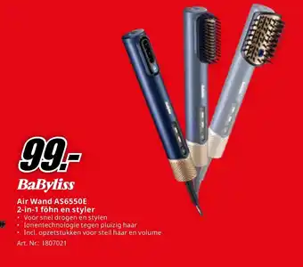 MediaMarkt BaByliss Air Wand AS6550E 2-in-1 föhn en styler aanbieding