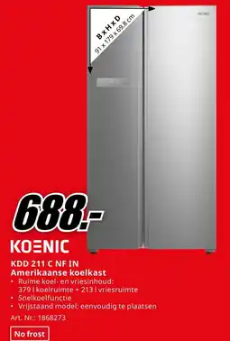 MediaMarkt KOENIC KDD 211 C NF IN Amerikaanse koelkast aanbieding