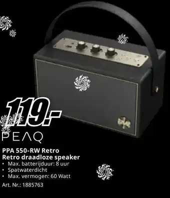 MediaMarkt PEAQ PPA 550-RW Retro Retro draadloze speaker aanbieding