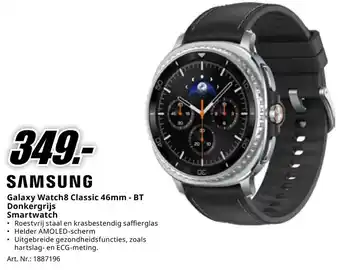 MediaMarkt SAMSUNG Galaxy Watch8 Classic 46mm - BT Donkergrijs Smartwatch aanbieding