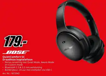MediaMarkt BOSE QuietComfort SC Draadloze koptelefoon aanbieding