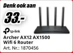 MediaMarkt tp-link Archer AX12 AX1500 Wifi 6 Router aanbieding