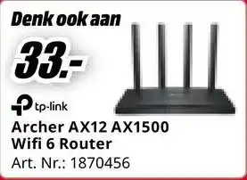 MediaMarkt tp-link Archer AX12 AX1500 Wifi 6 Router aanbieding