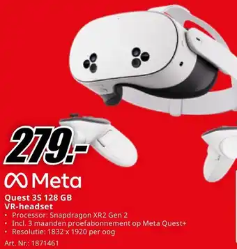 MediaMarkt Meta Quest 3S 128 GB VR-headset aanbieding