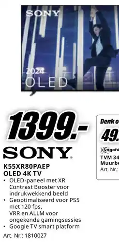 MediaMarkt SONY K55XR80PAEP OLED 4K TV aanbieding