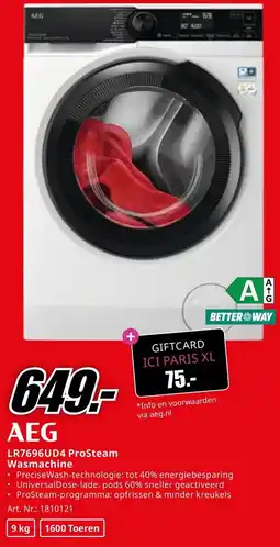 MediaMarkt AEG LR7696UD4 ProSteam Wasmachine aanbieding