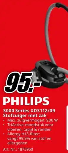 MediaMarkt PHILIPS 3000 Series XD3112/09 Stofzuiger met zak aanbieding