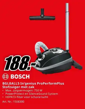 MediaMarkt BOSCH BGL8ALL5 In'genius ProPerformPlus Stofzuiger met zak aanbieding