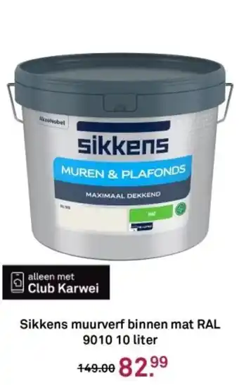 Karwei Sikkens muurverf binnen mat RAL 9010 aanbieding