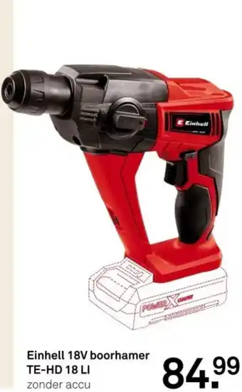 Karwei Einhell 18V boorhamer TE-HD 18 LI aanbieding