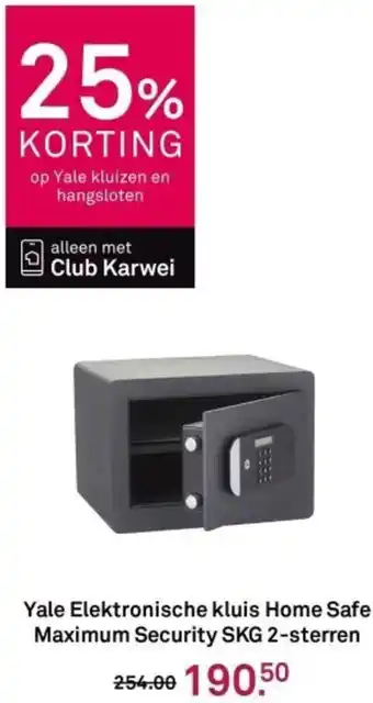 Karwei Yale Elektronische kluis Home Safe Maximum Security SKG 2-sterren aanbieding