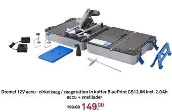 Karwei Dremel 12V accu- cirkelzaag/zaagstation in koffer BluePrint CS12JM incl. 2.0Ah accu + snelllader aanbieding