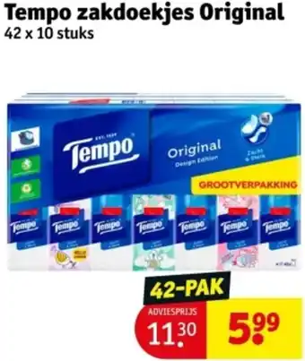Kruidvat Tempo zakdoekjes Original aanbieding