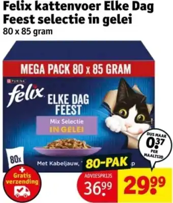 Kruidvat Felix kattenvoer Elke Dag Feest selectie in gelei aanbieding