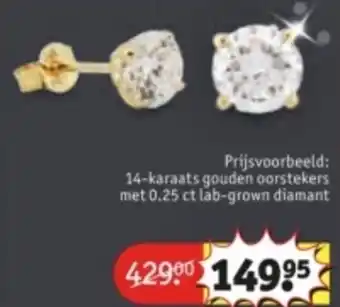 Kruidvat 14-karaats gouden oorstekers met 0.25 ct lab-grown diamant aanbieding