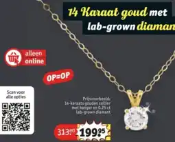 Kruidvat 14-karaats gouden collier met hanger en 0.25 ct lab-grown diamant aanbieding