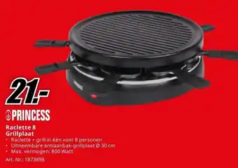 MediaMarkt PRINCESS Raclette 8 Grillplaat aanbieding