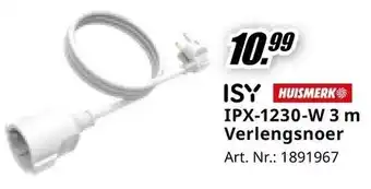 MediaMarkt ISY HUISMERK IPX-1230-W 3 m Verlengsnoer aanbieding