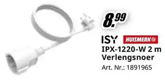 MediaMarkt ISY HUISMERK IPX-1220-W2m Verlengsnoer aanbieding