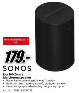 MediaMarkt SONOS Era 100 Zwart Multiroom speaker aanbieding