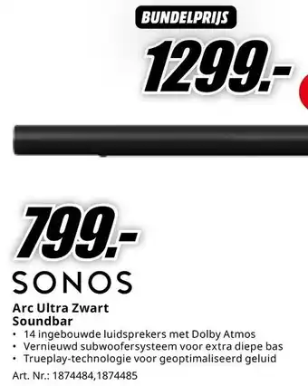 MediaMarkt SONOS Arc Ultra Zwart Soundbar aanbieding