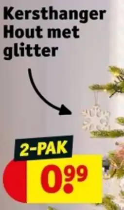 Kruidvat Kersthanger Hout met glitter aanbieding