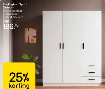 Leen Bakker Kledingkast Sprint 3-deurs aanbieding