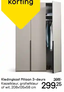 Leen Bakker Kledingkast Milaan 3-deurs aanbieding