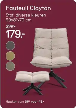 Leen Bakker Fauteuil Clayton aanbieding