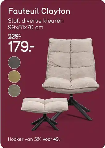 Leen Bakker Fauteuil Clayton aanbieding