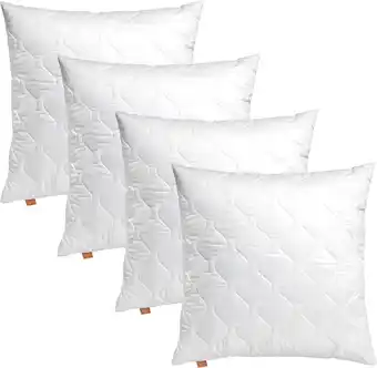Amazon sleepling 191174 set van 4 kussens met ritssluiting, 100% microvezel, 50 x 50 cm, wit aanbieding