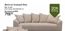 Leen Bakker Bank en loveseat Elsa aanbieding