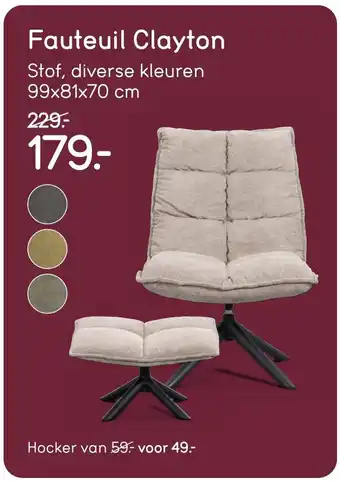 Leen Bakker Fauteuil Clayton aanbieding