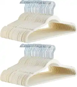 Amazon Amazon Basics Smalle en antislip kleerhangers voor overhemden/kostuum/kostuum, pak van 100, ivoor aanbieding