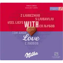 Albert Heijn Milka With love pralines hazelnut crème aanbieding