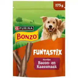 Albert Heijn Bonzo Funtastix bacon-kaassmaak hondensnack aanbieding