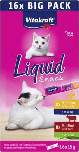 Albert Heijn Vitakraft Liquid snack bigpack chicken en beef aanbieding