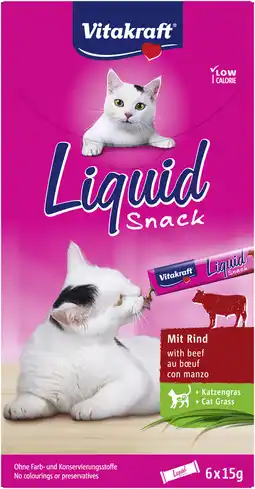 Albert Heijn Vitakraft Liquid Snack rund & kattengras 6 st aanbieding