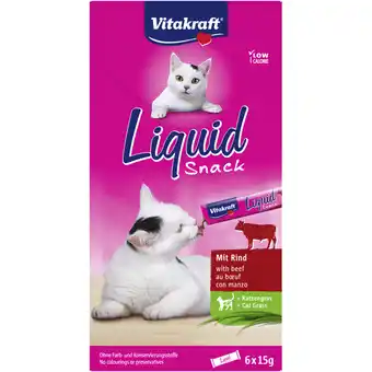 Albert Heijn Vitakraft Liquid Snack rund & kattengras 6 st aanbieding