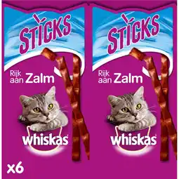 Albert Heijn Whiskas Sticks zalm 6 pak aanbieding