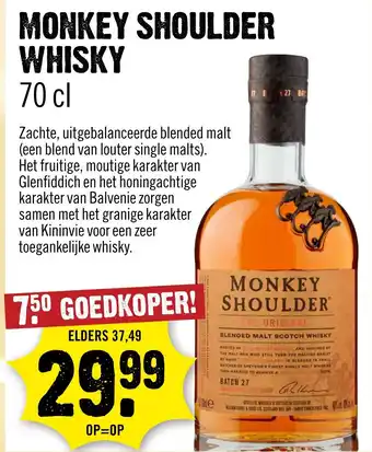 Dirck 3 Monkey shoulder whisky aanbieding