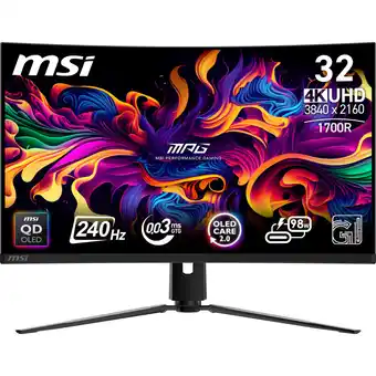 MediaMarkt MSI MPG 321CURX QD-OLED - 31.5 inch - 3840 x 2160 (Ultra HD 4K) - 0.03 ms - 240 Hz aanbieding