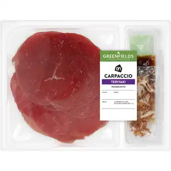 Albert Heijn AH Greenfields Carpaccio teriyaki wasabimayo aanbieding
