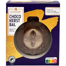 Albert Heijn AH Excellent Choco kerstbal gevuld met marshmallows aanbieding